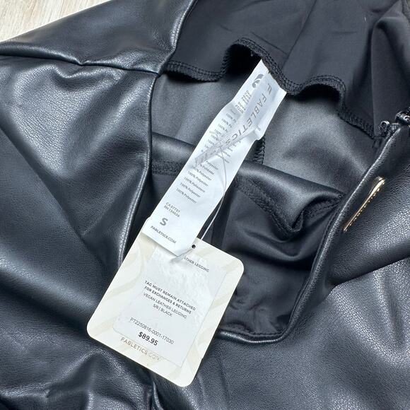 NWT Fabletics Black Vegan Leather Legging Pull On Sleek Activewear Pants Small - Picture 9 of 15
